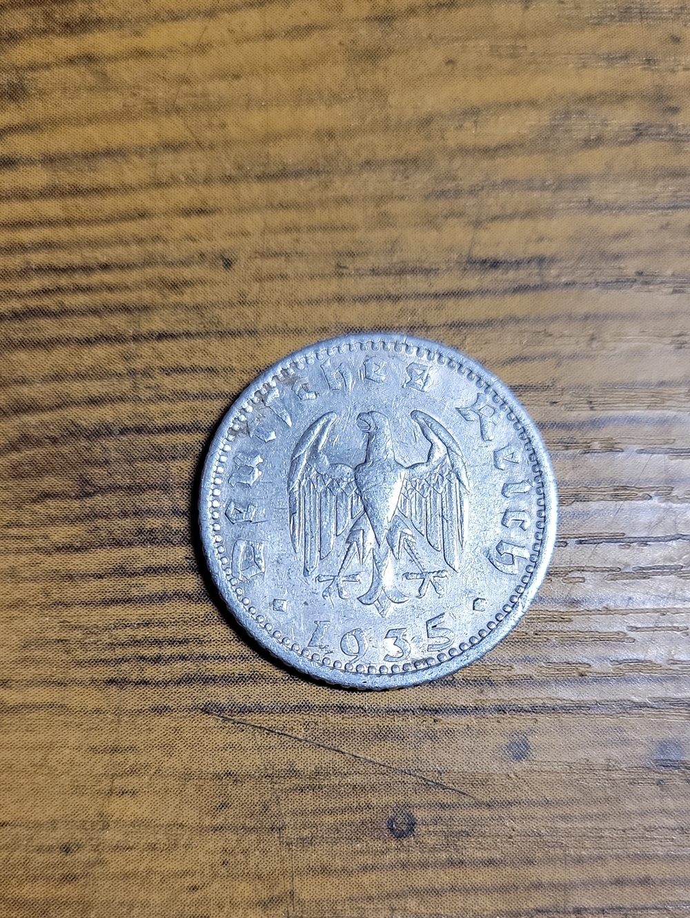 Vintage 1935 German 50 Reichspfennig Coin